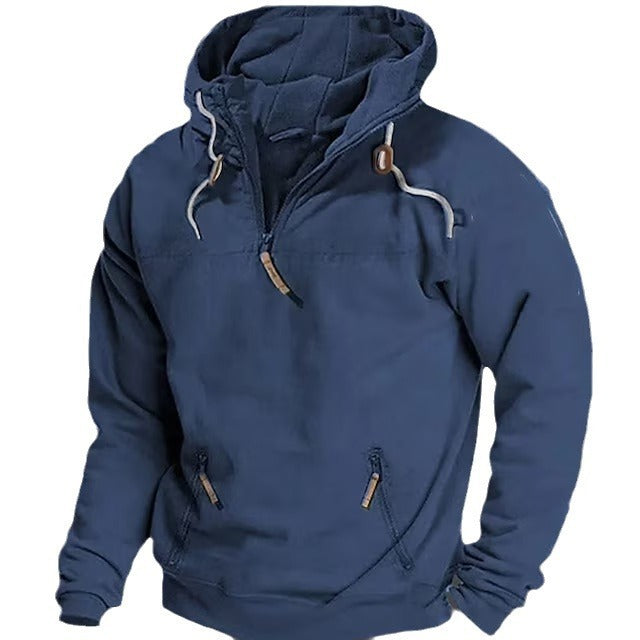 Hooded Solid Color Men's Casual Sweatshirt Thickened Jacket