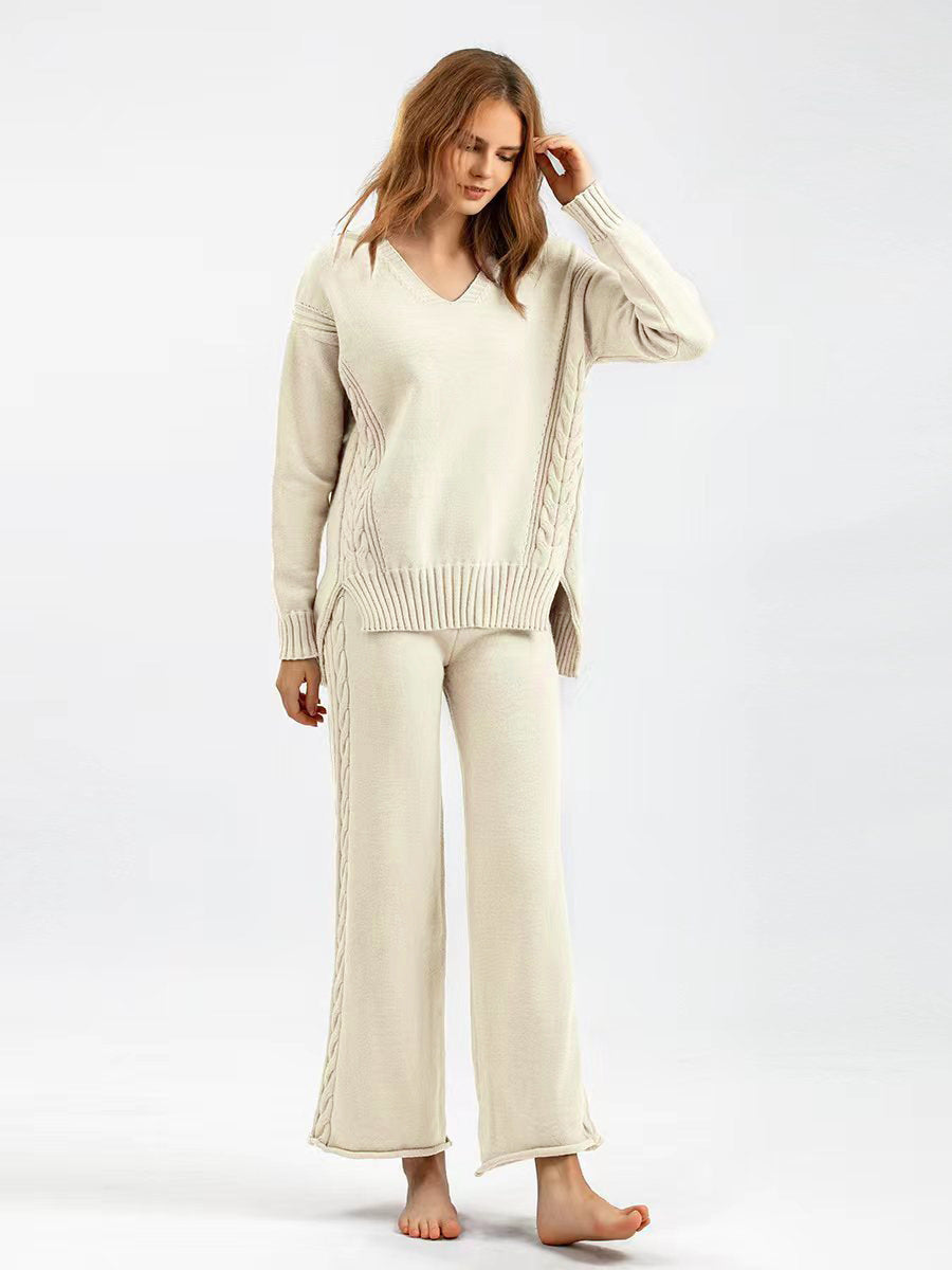 Knitted Wide-leg Pants Sweater Suit