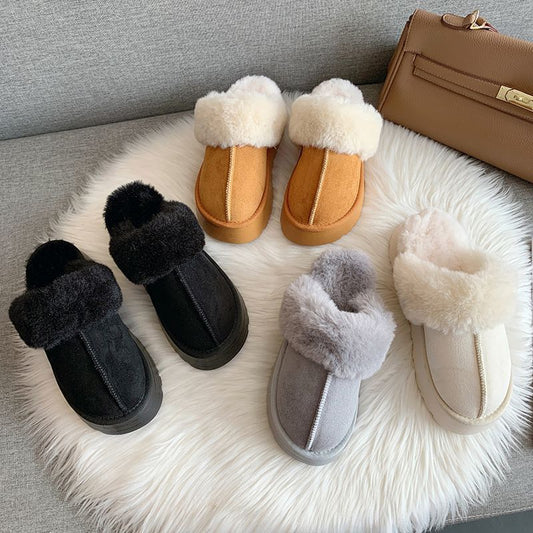 Snow Boots Fur Integrated Fluffy Slippers Women's Half Slippers Cotton Shoes