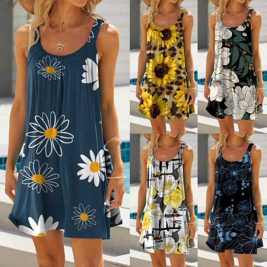 Women's Sunflower 3D Digital Printing Dress