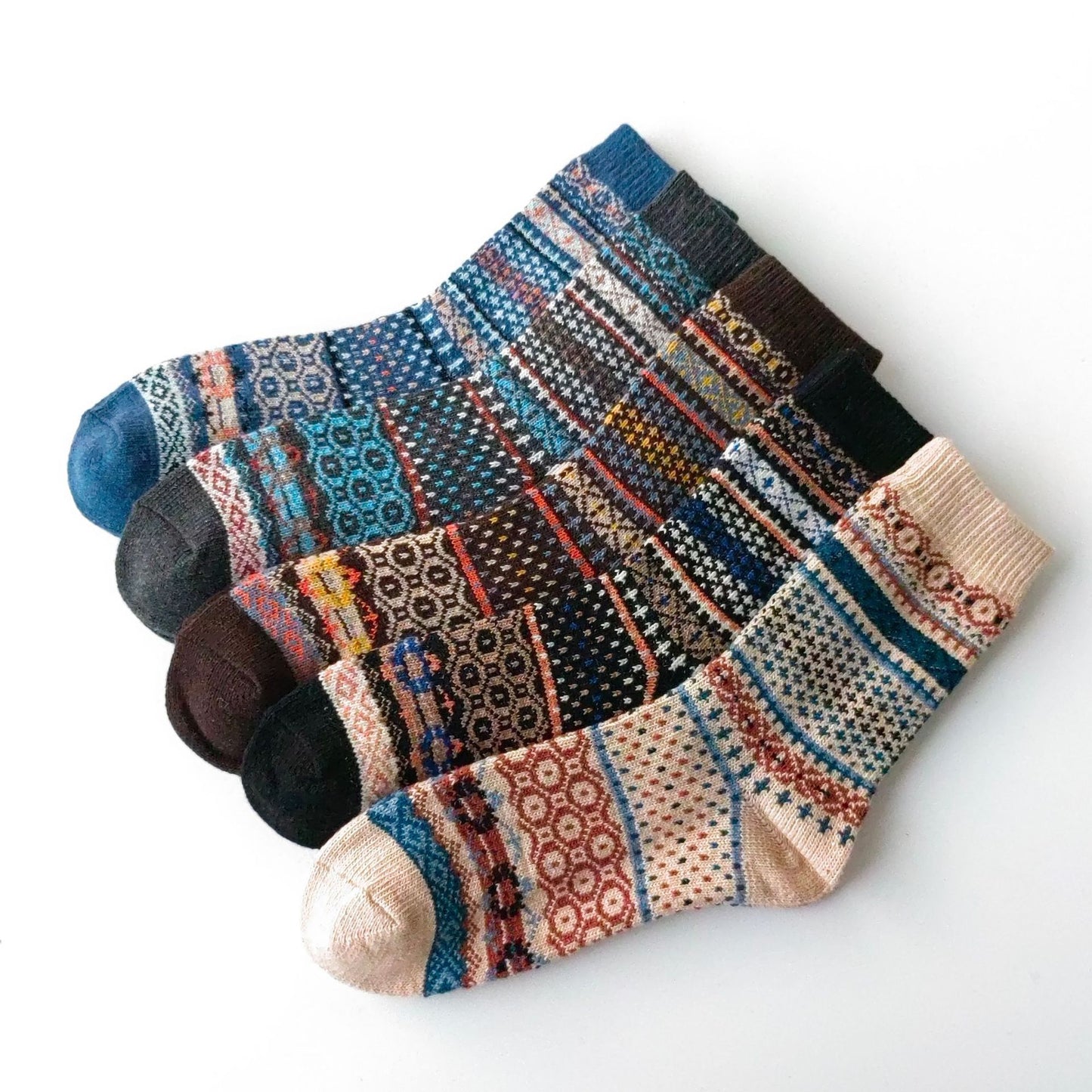 Autumn And Winter New Men's Wool Socks Floor  Retro