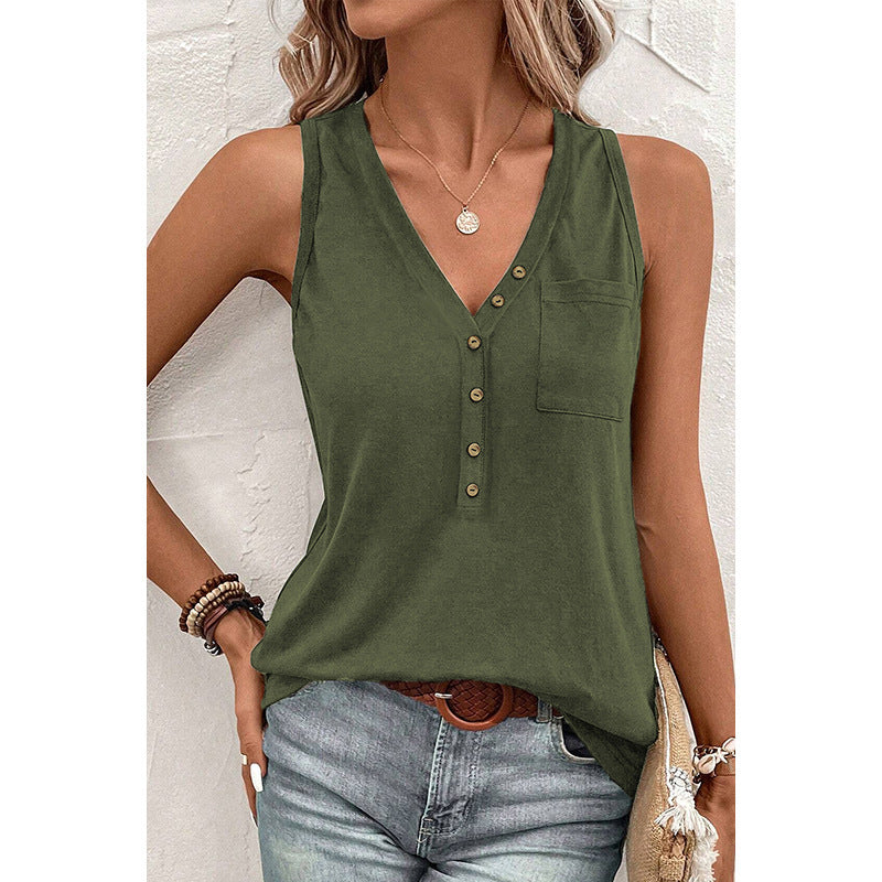 Pure Color All-matching V-neck Vest For Women