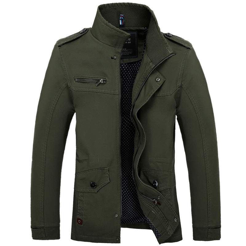 Men's jackets in foreign trade, long washed cotton leisure coat