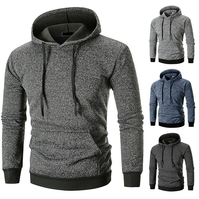 Men's Large Pocket Pullover Hooded Solid Color Coat Sweatshirt