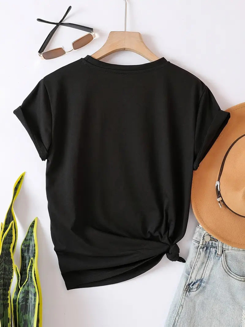 Solid Color Spring And Summer Round Neck Women's T-shirt