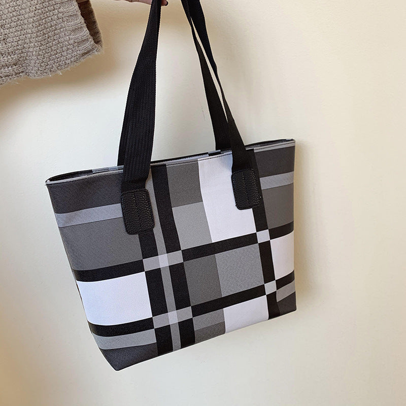 Women's Plaid Large Capacity Shopping Bag