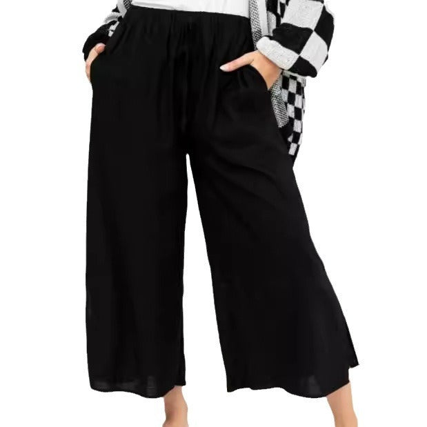 Loose Cropped Wide-leg Pants Women's Clothing