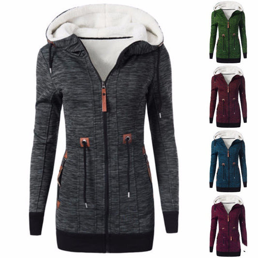 Fashion Casual Fleece Sweater Hooded Cardigan Coat