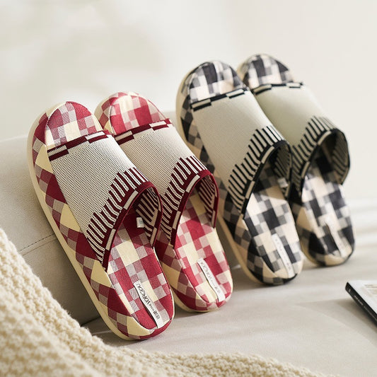 Home Indoor Non-slip Open Cotton And Linen Slippers