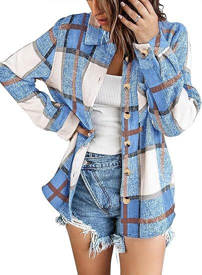 Fashionable Jacket Women's Brushed Woolen Jacket Plaid