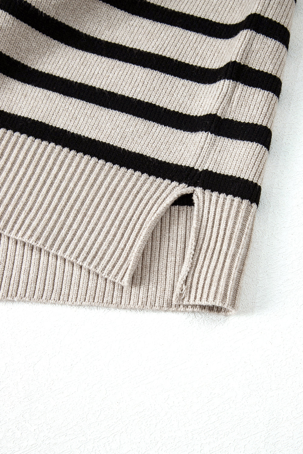 Apricot Stripe Boxy Knitted Round Neck Sweater Tank