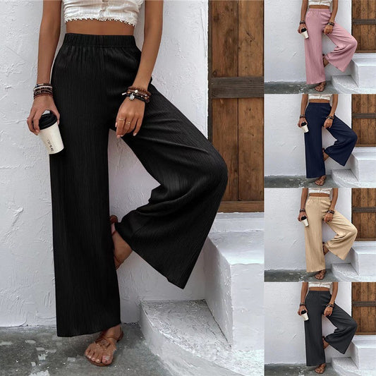 Women's Clothing Casual Loose Slimming Crumpled Wide-leg Pants