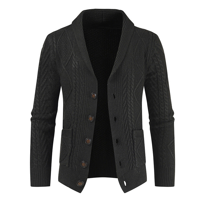 Men's Fashion Knitted Cardigan V Neck Loose Thick Sweater Jacket