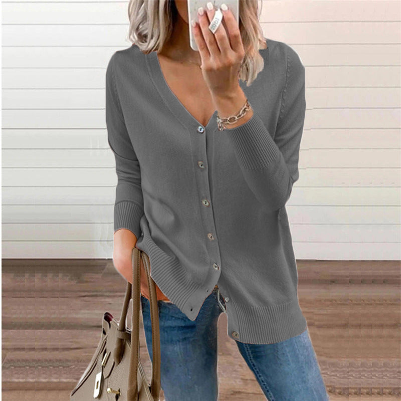 Fashionable Knitted Cardigan Sweater Coat Women's Top