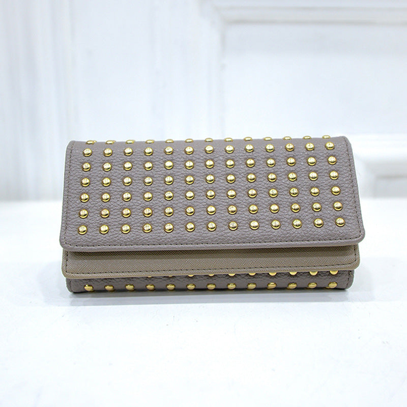 Women's Rivet Three-fold Wallet