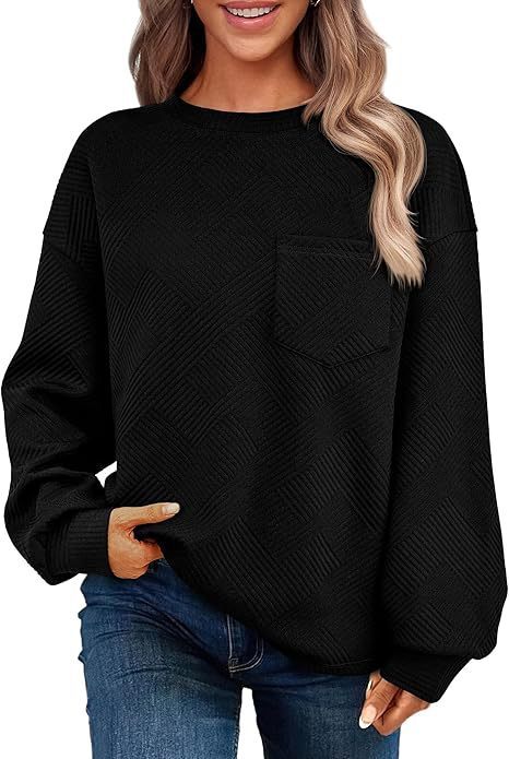 Women's Long-sleeved Drop-shoulder Round Neck Sweater Texture