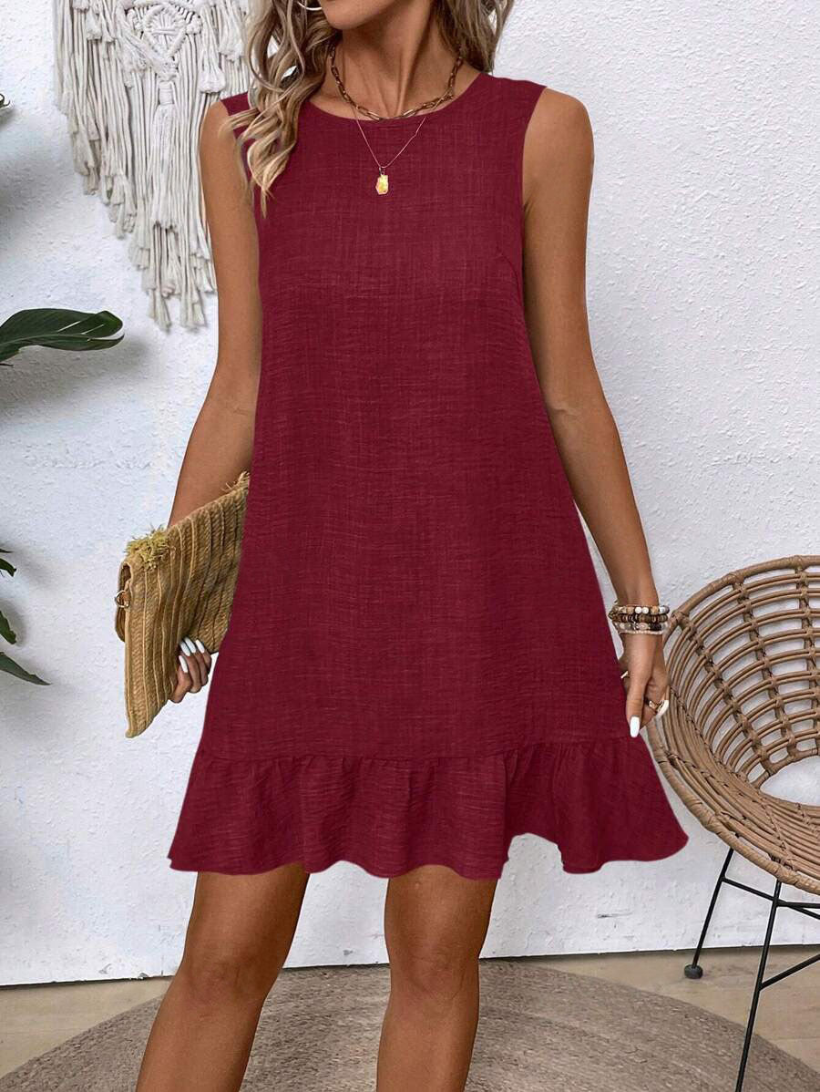 Women's Sleeveless Vest Dress Back Lace-up