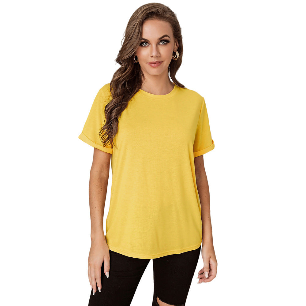 Solid Color Casual Short-sleeved Top Ladies