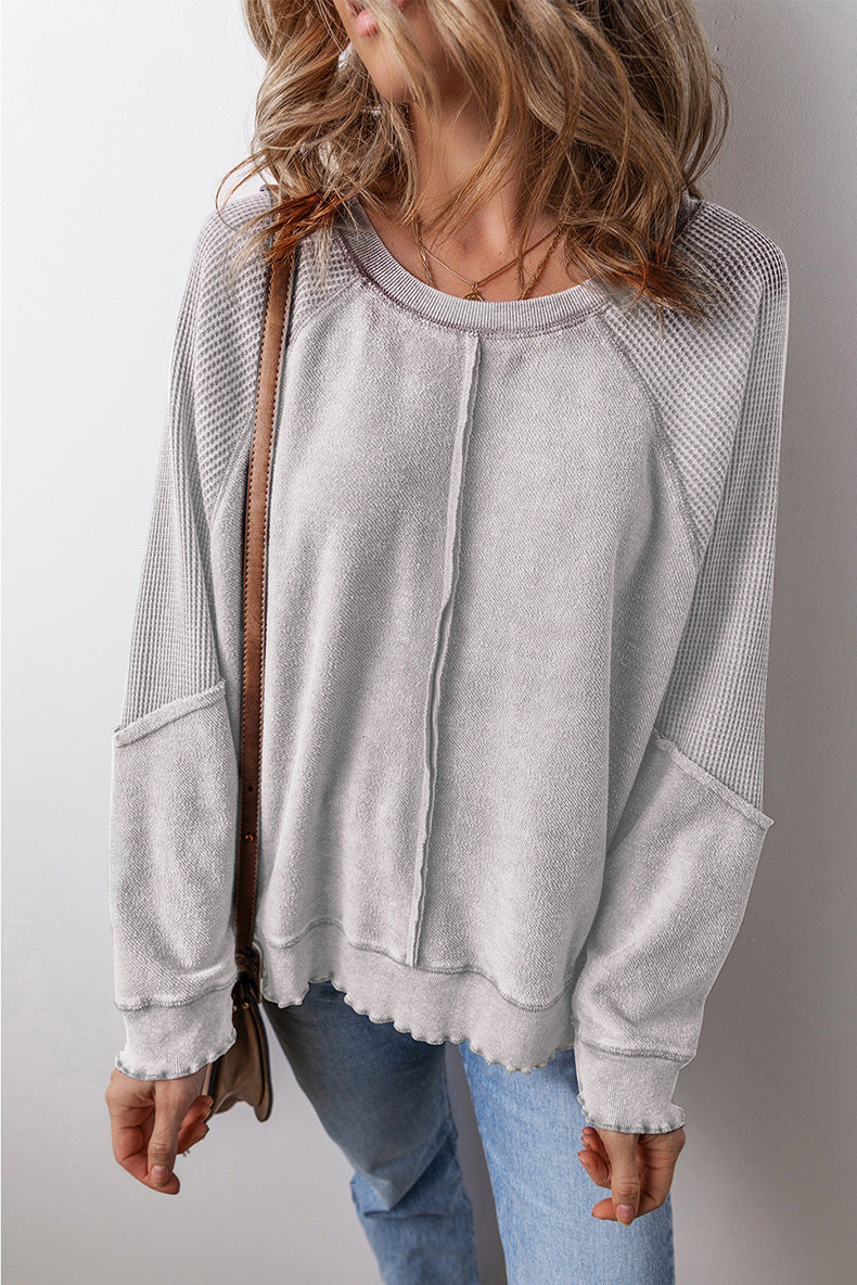 Women's Simple All-match Off-shoulder Casual Loose Round Neck Sweater