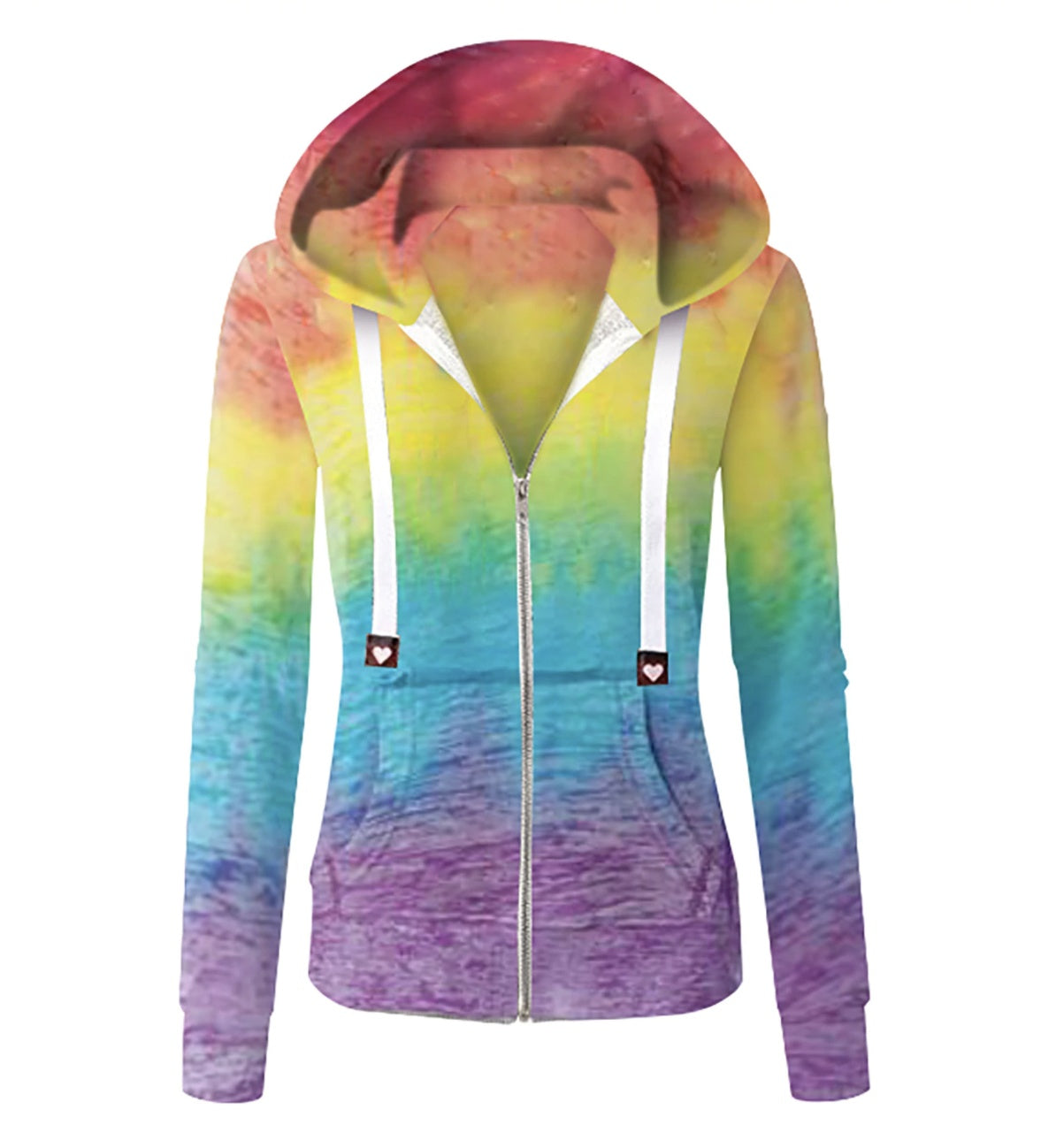 Ladies Tie-dye Pocket Zipper 3 Colors 8 Size Hooded Sweater