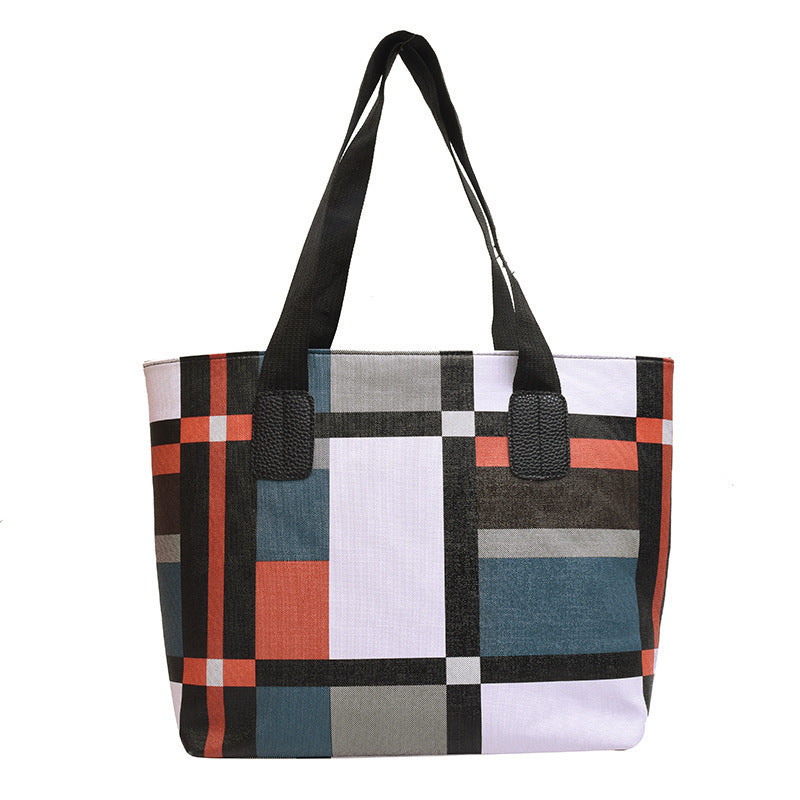 Women's Plaid Large Capacity Shopping Bag