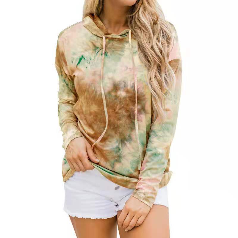 New Women's Printed Tie-dye Long-sleeved Hooded Sweater Women