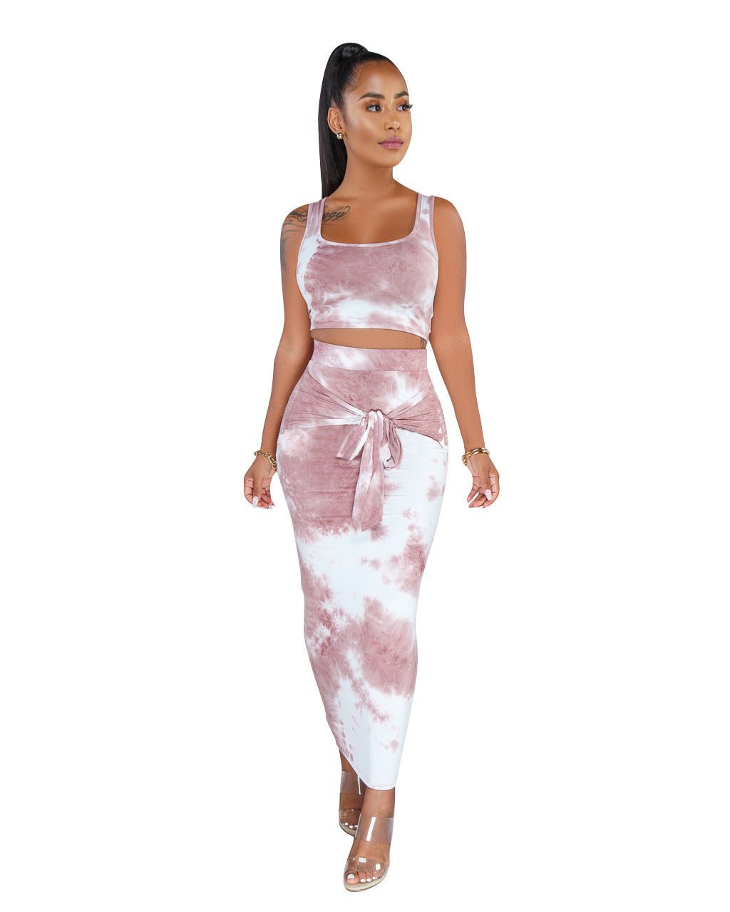 Tie-dye sexy skirt vest