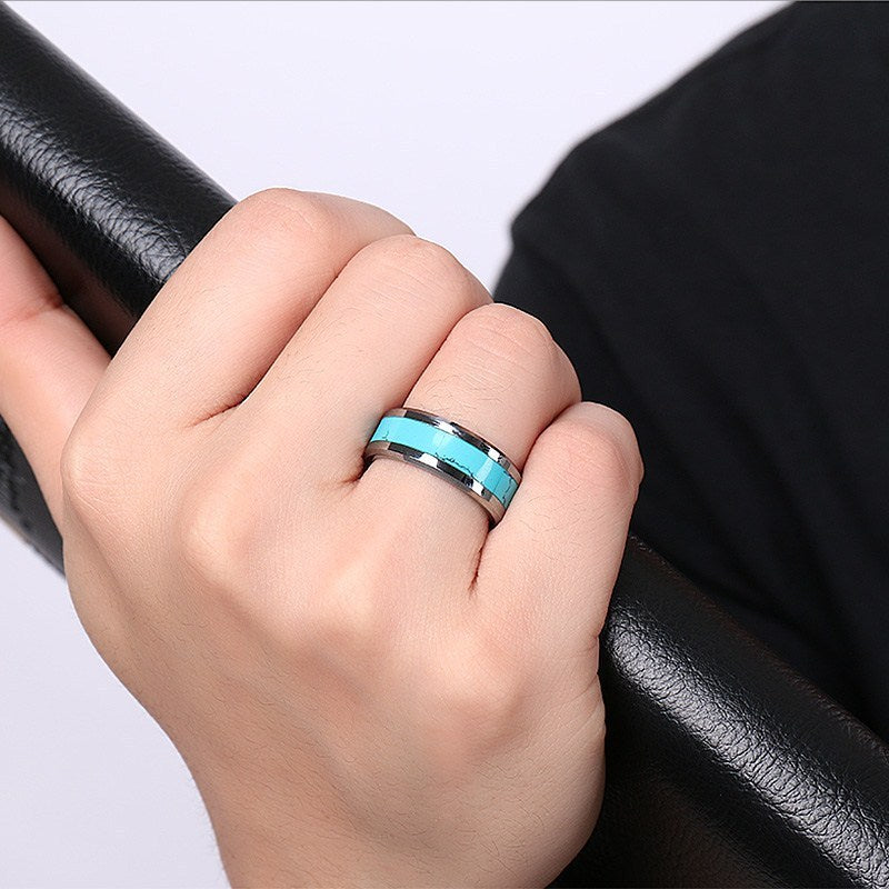 Turquoise tungsten steel ring