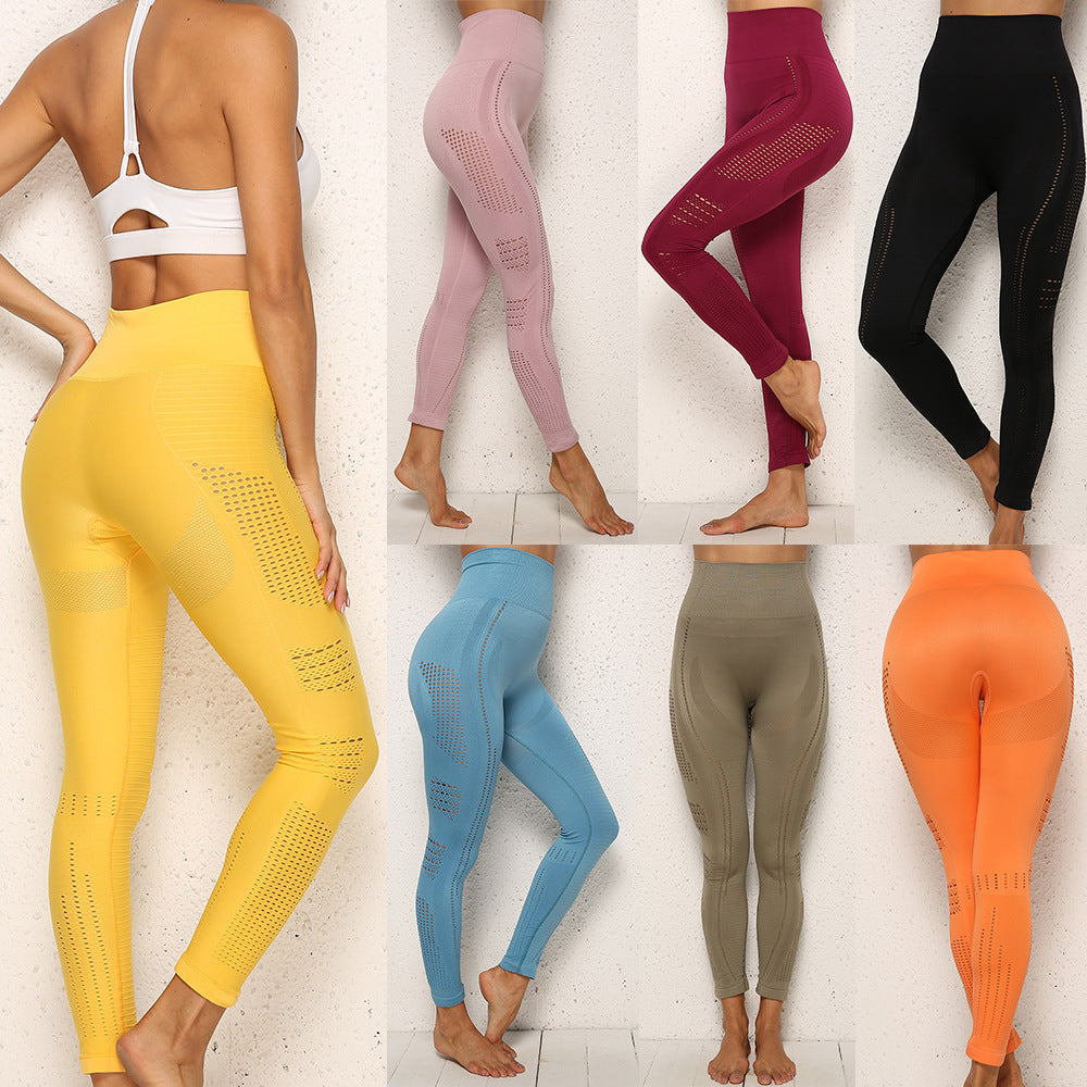 European and American sportswear female yoga clothes quick-drying seamless hollow hip tights