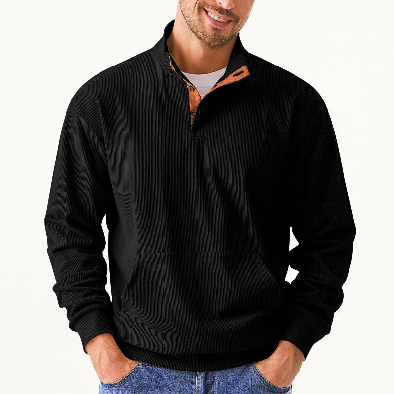 Stand Collar Long Sleeve With Pocket Sweatshirt Men