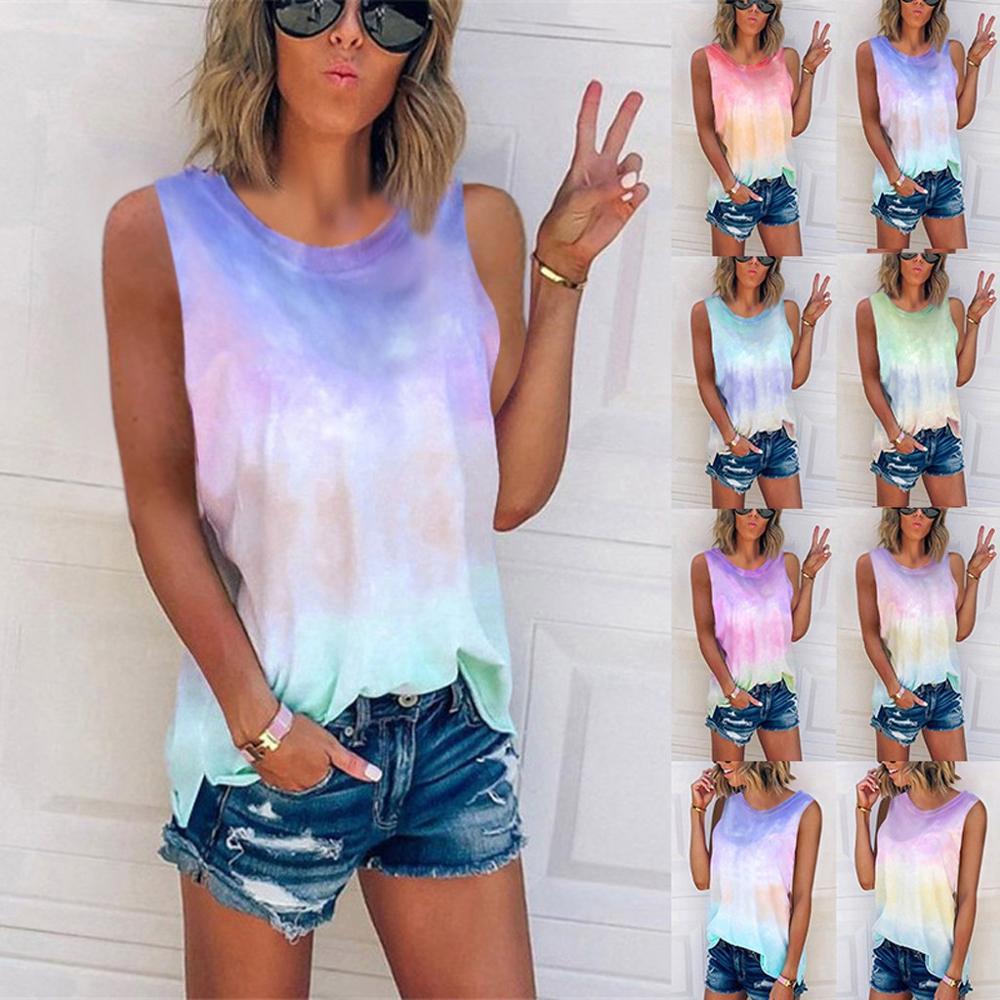 Tie-dye gradient printed loose vest