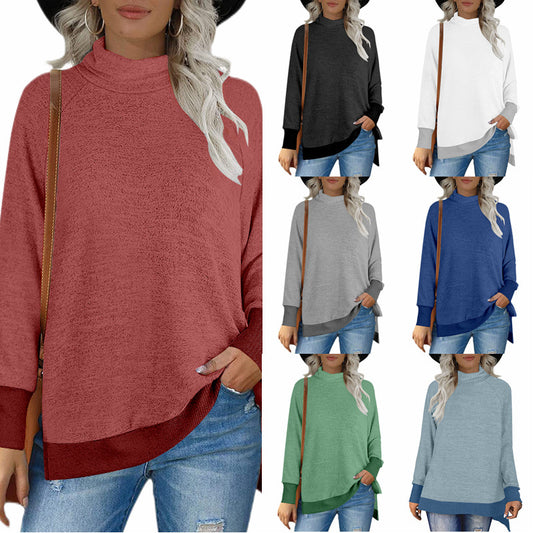 High Neck Loose Fleece Sweatshirt Color Matching