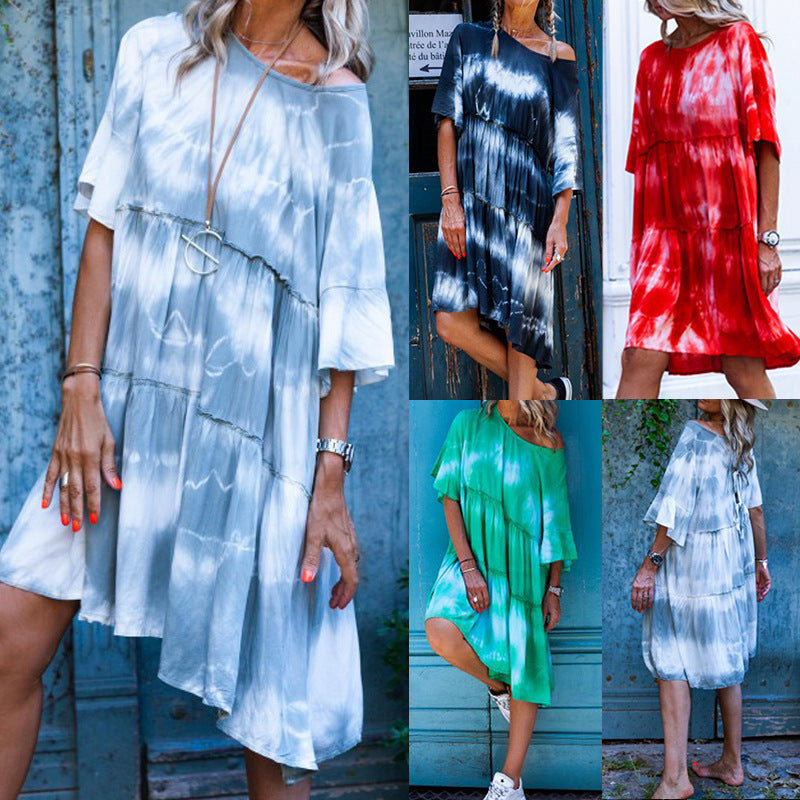 Tie-dye loose dress