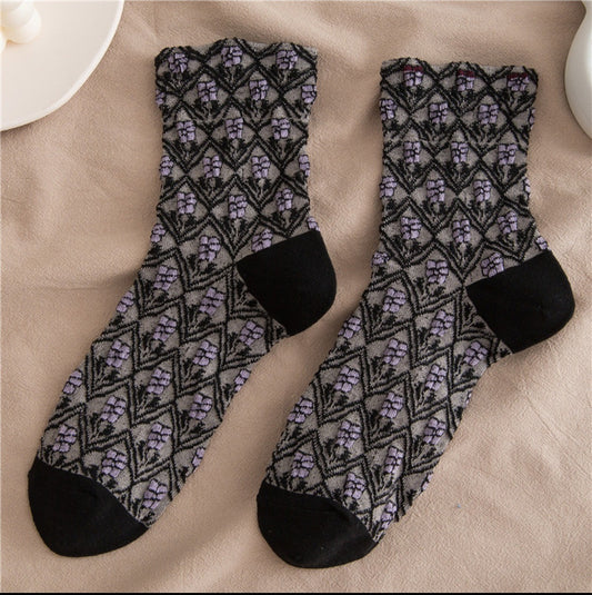 Middle tube ethnic style socks