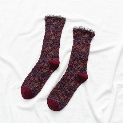 Handmade lace cotton socks