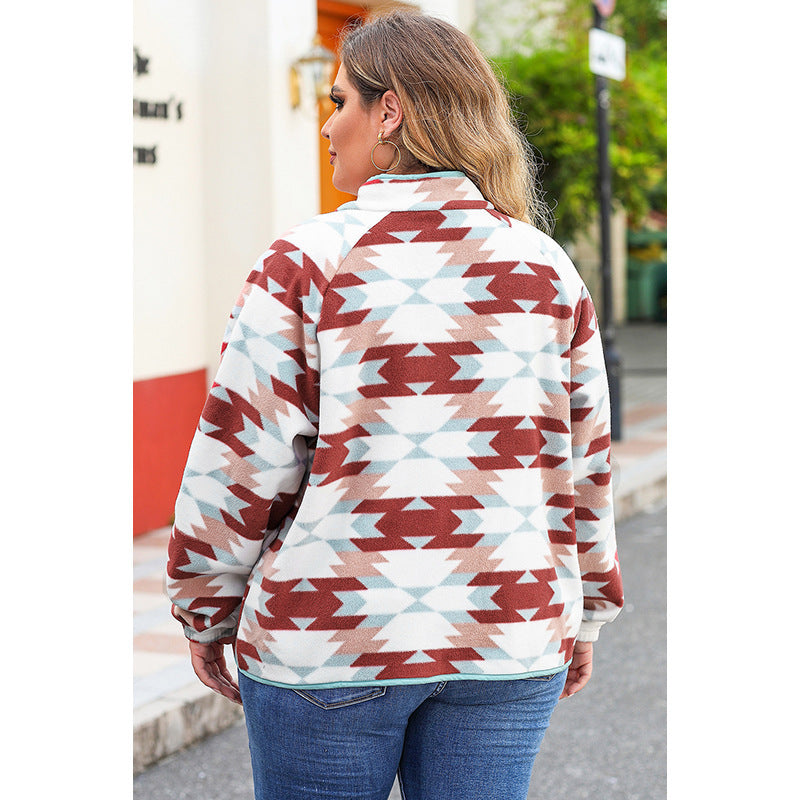 Women's Casual Loose Geometric Printed Jacket