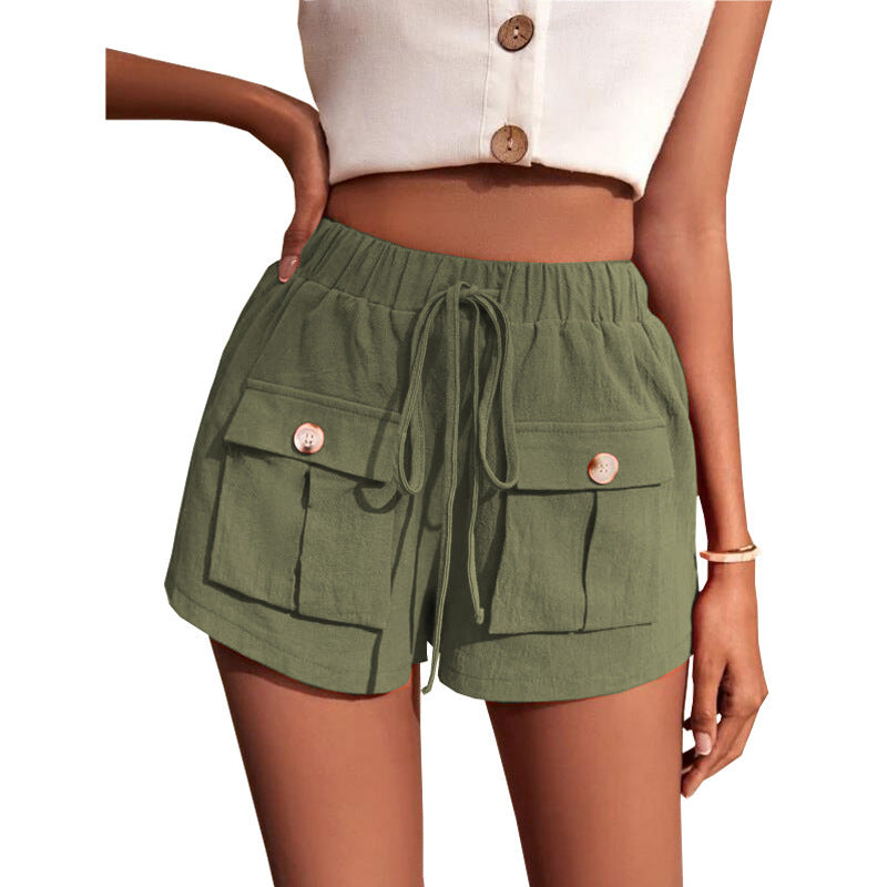 Casual Cargo Shorts With Pocket Loose Drawstring Pants Summer Women