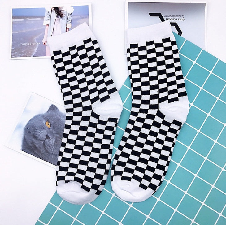 trend high socks plaid socks