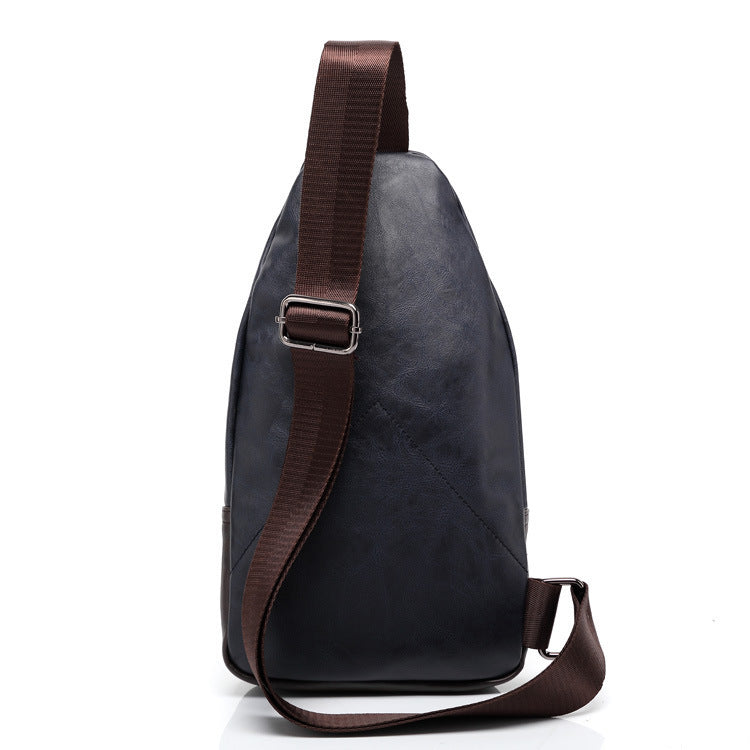 2021 New Korean Men's Fashion Leather Chest Bag Shoulder Bag Messenger Bag Bag Riding Backpack