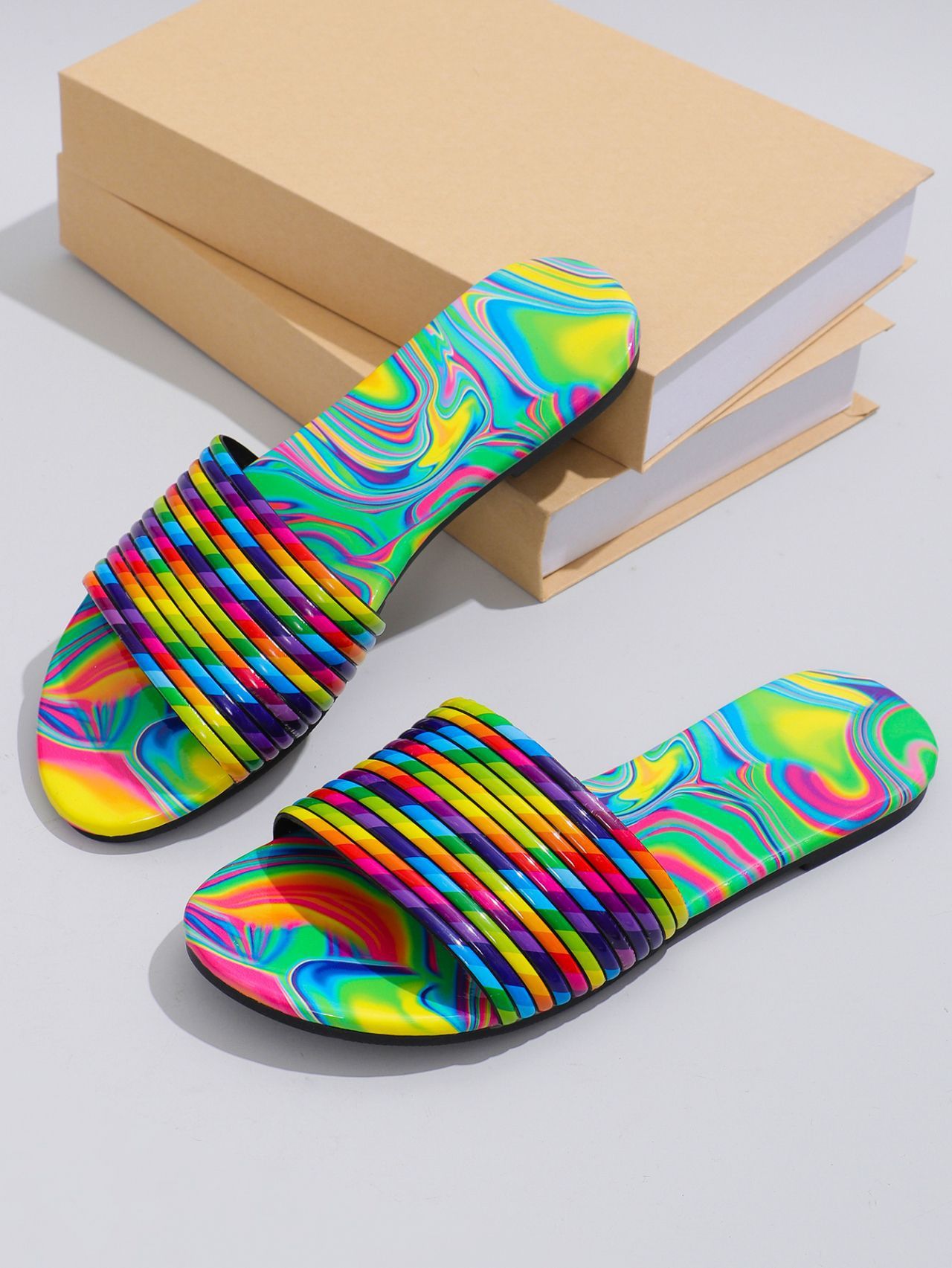 Spring Slippers Women's Rainbow Flat Sandals