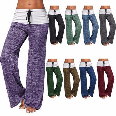 European and American stitching yoga trousers outdoor casual wide leg pants