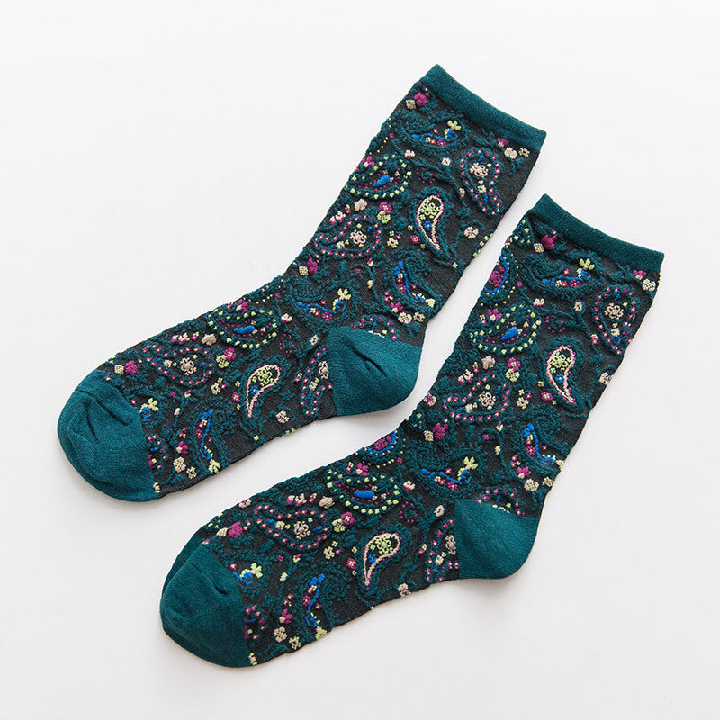 Women's ethnic flower socks