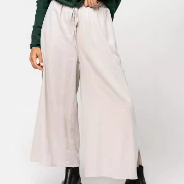 Loose Cropped Wide-leg Pants Women's Clothing