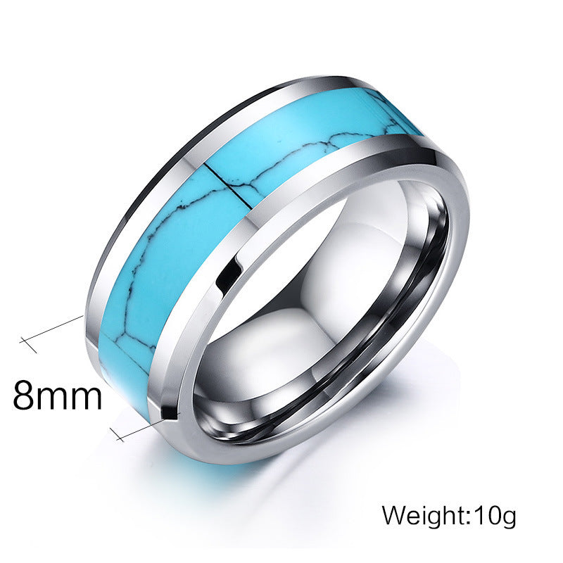 Turquoise tungsten steel ring