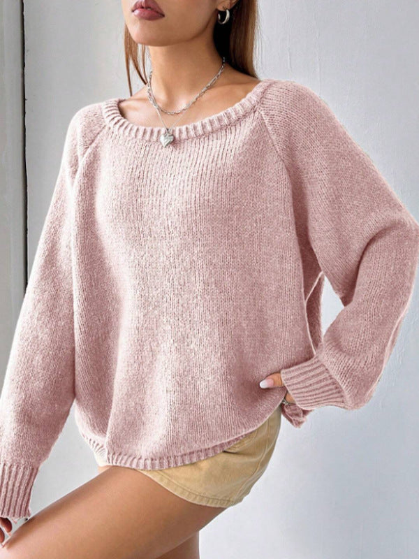 Women's Sweater Fashion Pullover Round Neck Solid Color