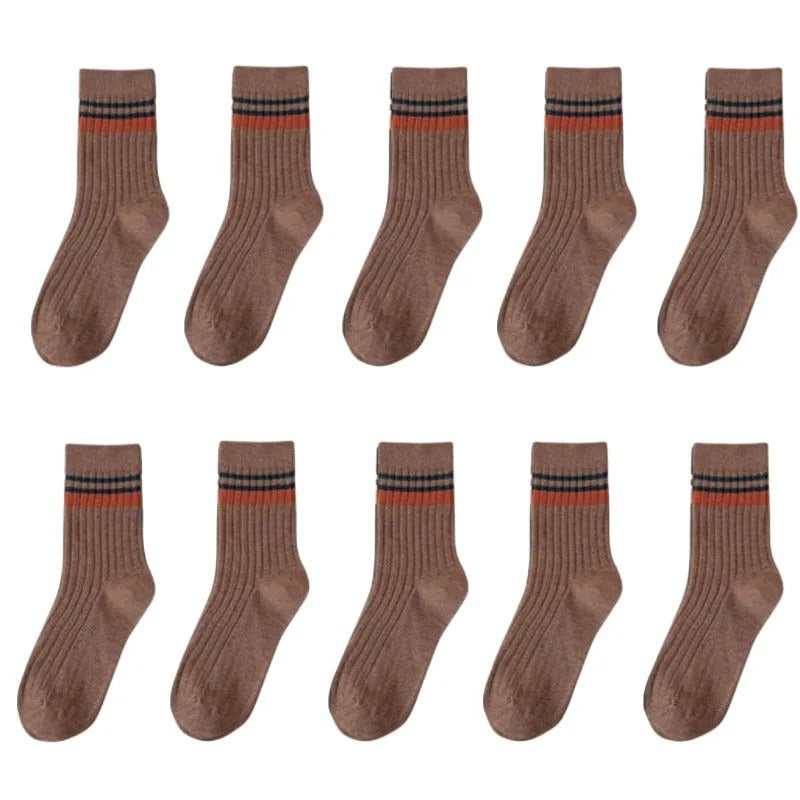 Men's Mid-calf Versatile Solid Ribbed Striped Style Socks