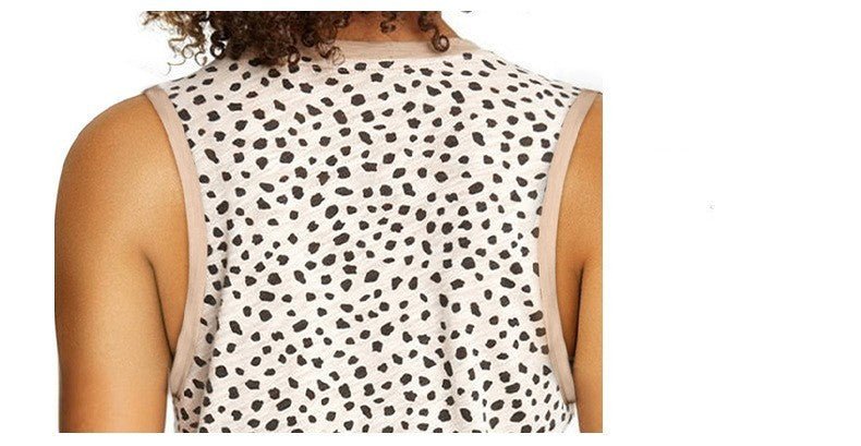 Leopard Print Round Neck Sleeveless Vest For Women