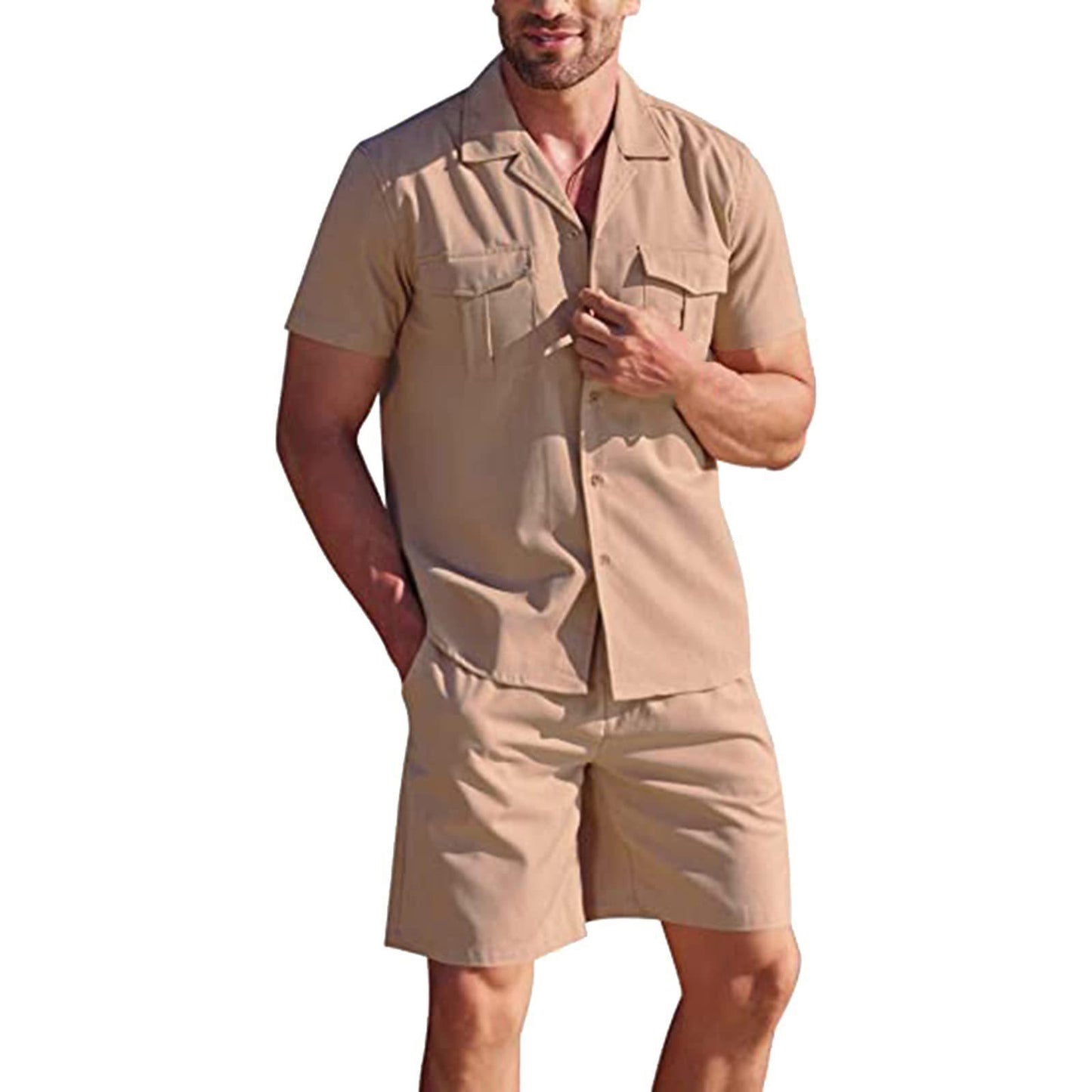 Summer Menswear Linen Short Sleeve Shirt Outfit