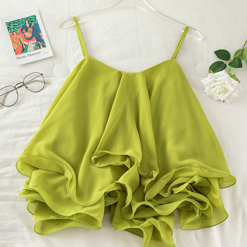 Ladies Chiffon Camisole and T-shirt Ladies Ruffled Loose Top