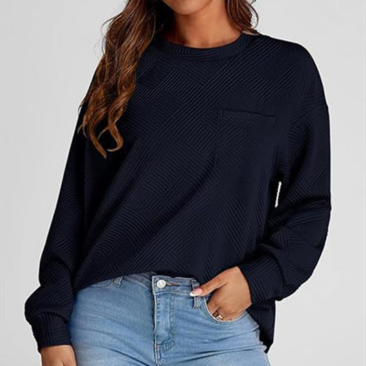 Women's Long-sleeved Drop-shoulder Round Neck Sweater Texture